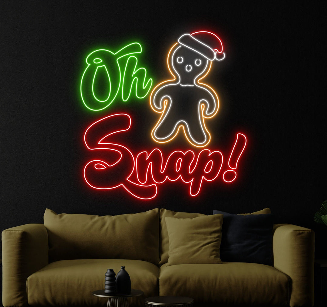 Oh Snap Gingerbread Man Neon Sign by manhattanneons.com - Add humor and festive charm with this gingerbread man neon sign.