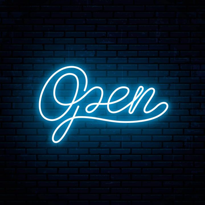 Open Neon Sign Artwork - vibrant, glowing, artistic - from manhattonneons.com.