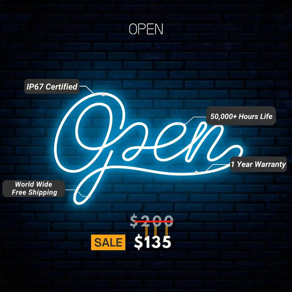 Open Neon Sign Artwork - vibrant, glowing, artistic - from manhattonneons.com.