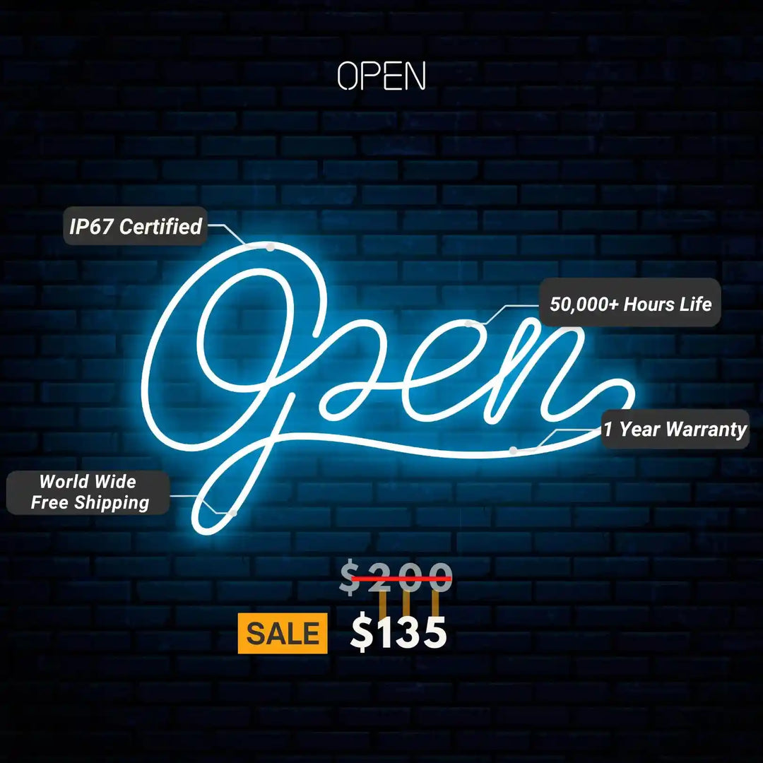 Open Neon Sign Artwork - vibrant, glowing, artistic - from manhattonneons.com.