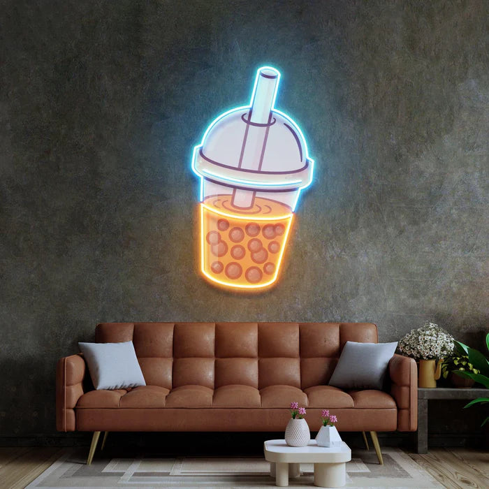 Illuminating Orange Milktea UV Art Led Neon sign - Illuminate your space with vibrant colors! manhattanneons.com