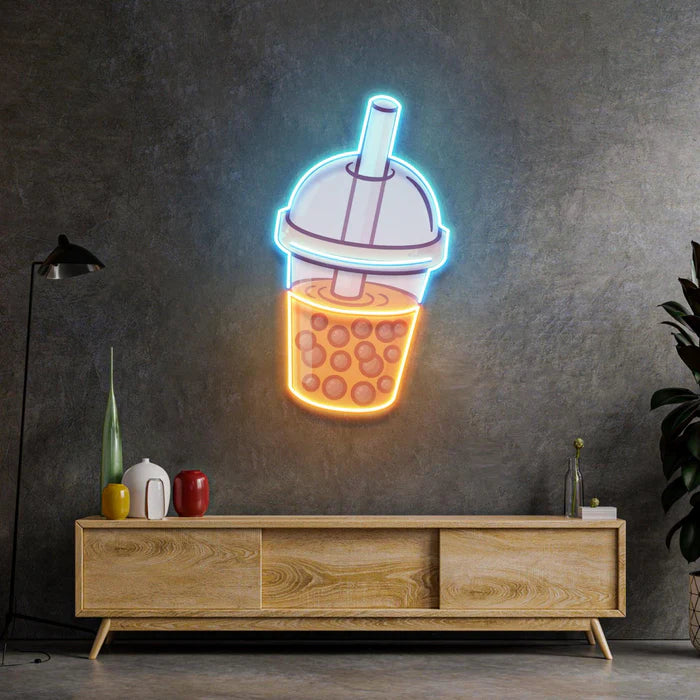 Illuminating Orange Milktea UV Art Led Neon sign - Illuminate your space with vibrant colors! manhattanneons.com