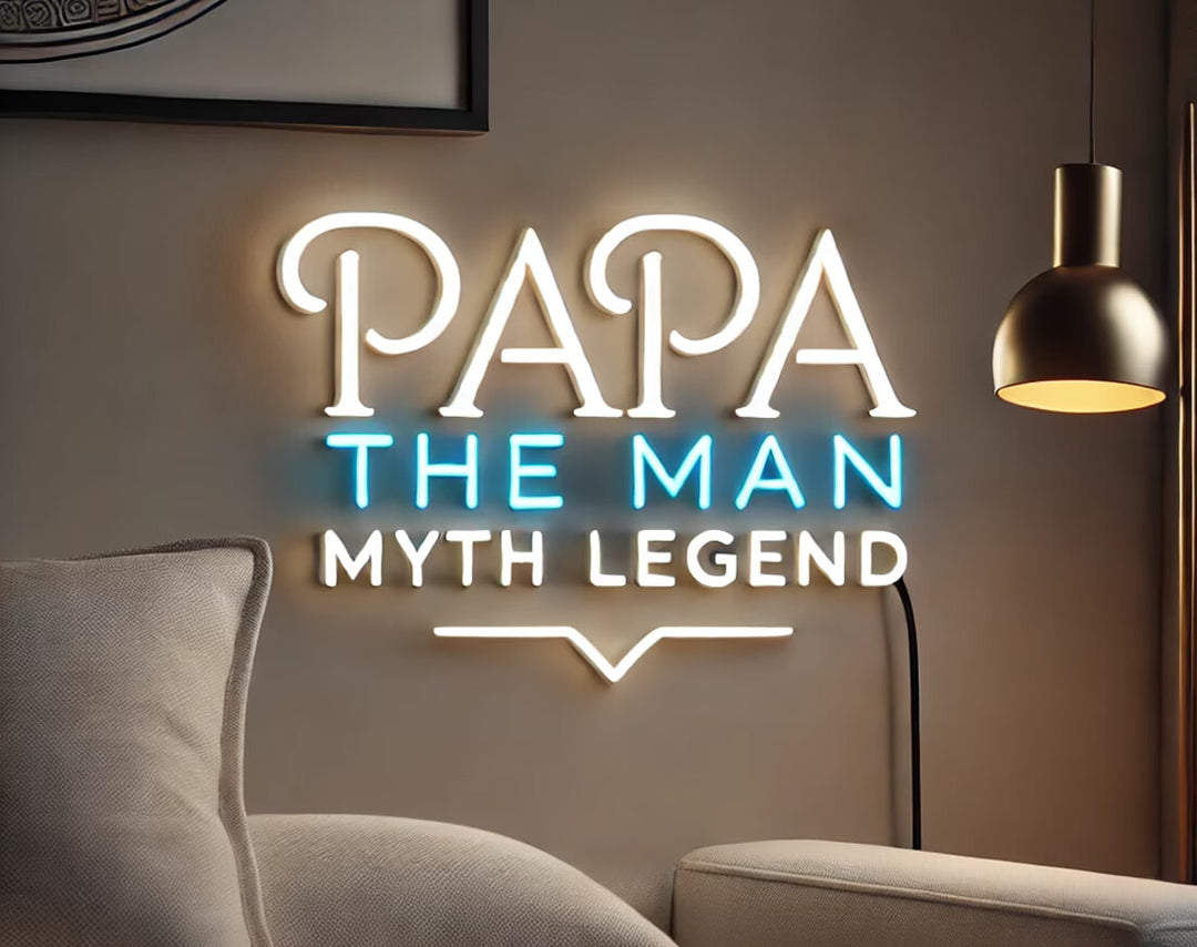 Papa The Man Myth Legend Neon Sign by manhattanneons.com - A legendary LED Neon Sign for Father's Day.
