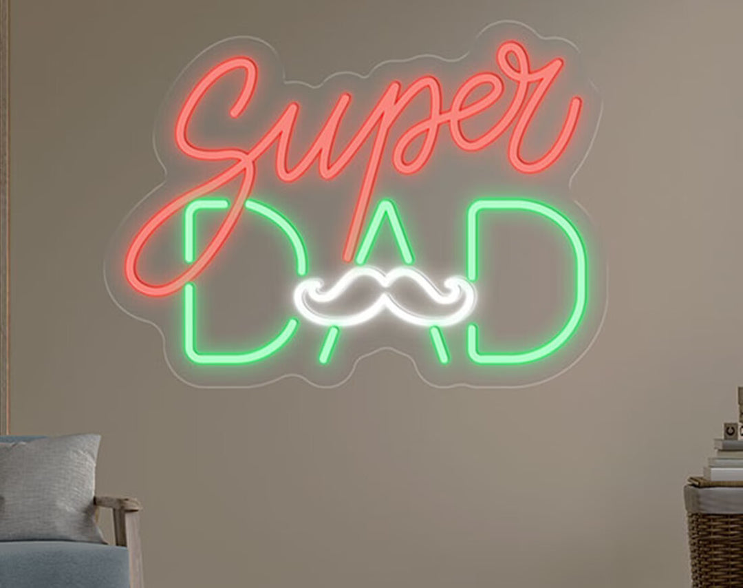 Personalized Super Dad Neon Sign by manhattanneons.com - Customize this LED Neon Sign for Father's Day.