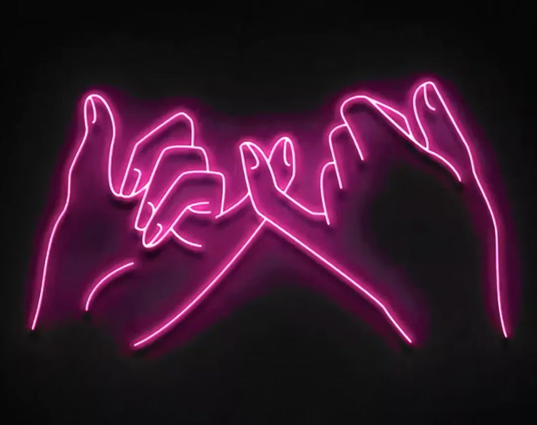 Pinky Promise Valentine's Day Neon Sign by manhattanneons.com - Celebrate love with a heartfelt glow.