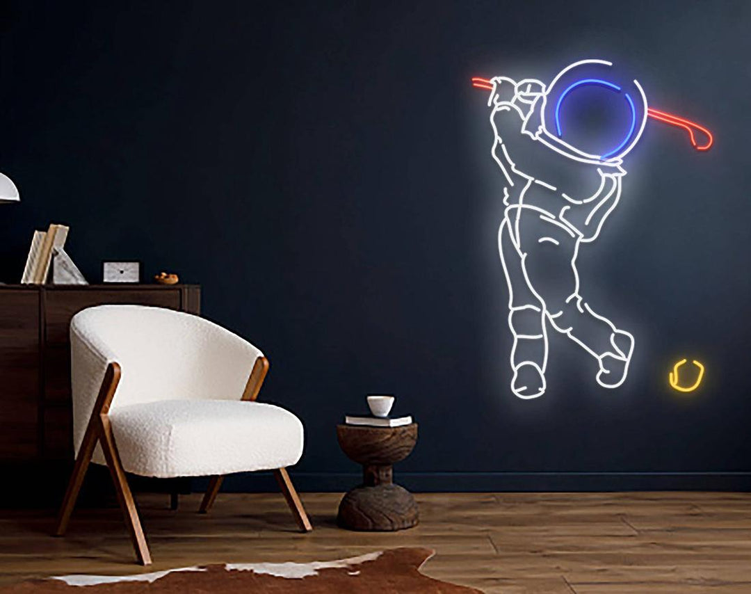 Plays Golf LED Neon Sign by manhattanneons.com - Interstellar golfing in neon style.