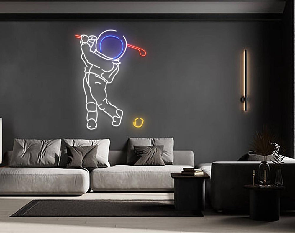 Plays Golf LED Neon Sign by manhattanneons.com - Interstellar golfing in neon style.