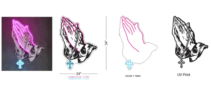 Praying Hands UV Light | Divine Neon Art & Easy Installation ManhattanNeons