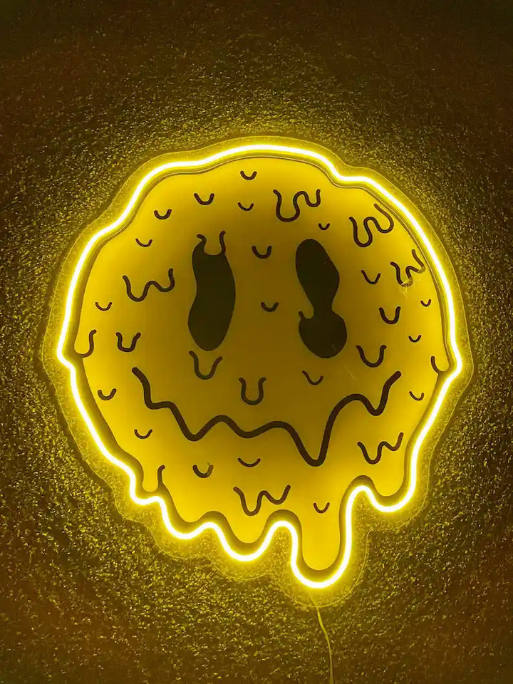 Psychedelic Face Emoji UV Printed Neon Artwork | Expressive Illumination - from manhattonneons.com.