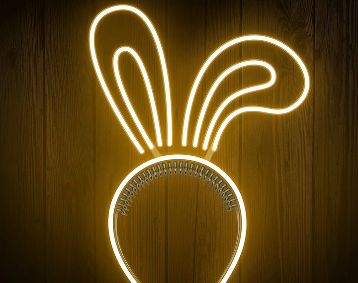 Rabbit Ears with Bowknot Cute Headband Easter Neon Sign by manhattanneons.com – A stylish bunny ear headband neon sign.