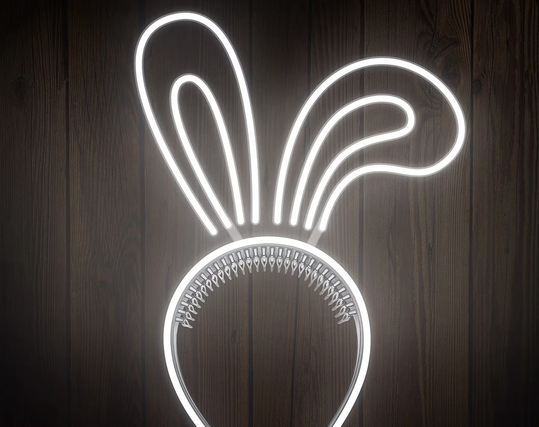 Rabbit Ears with Bowknot Cute Headband Easter Neon Sign by manhattanneons.com – A stylish bunny ear headband neon sign.