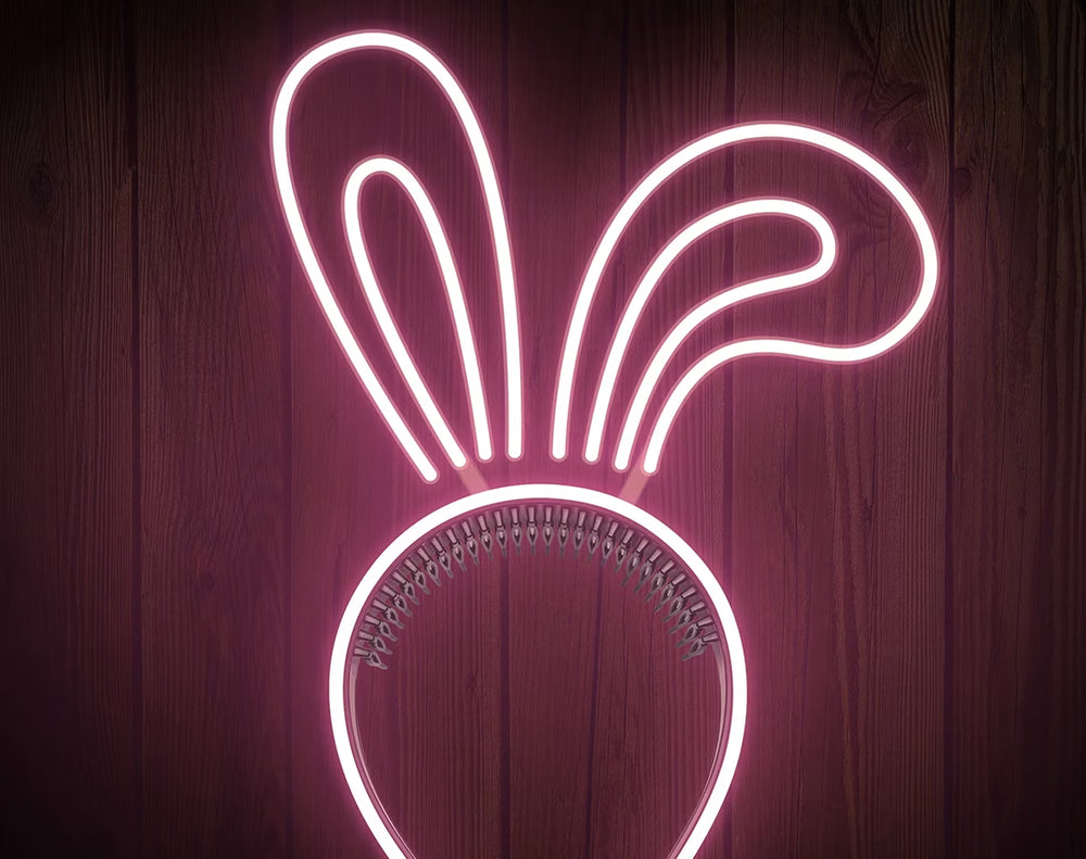 Rabbit Ears with Bowknot Cute Headband Easter Neon Sign by manhattanneons.com – A stylish bunny ear headband neon sign.