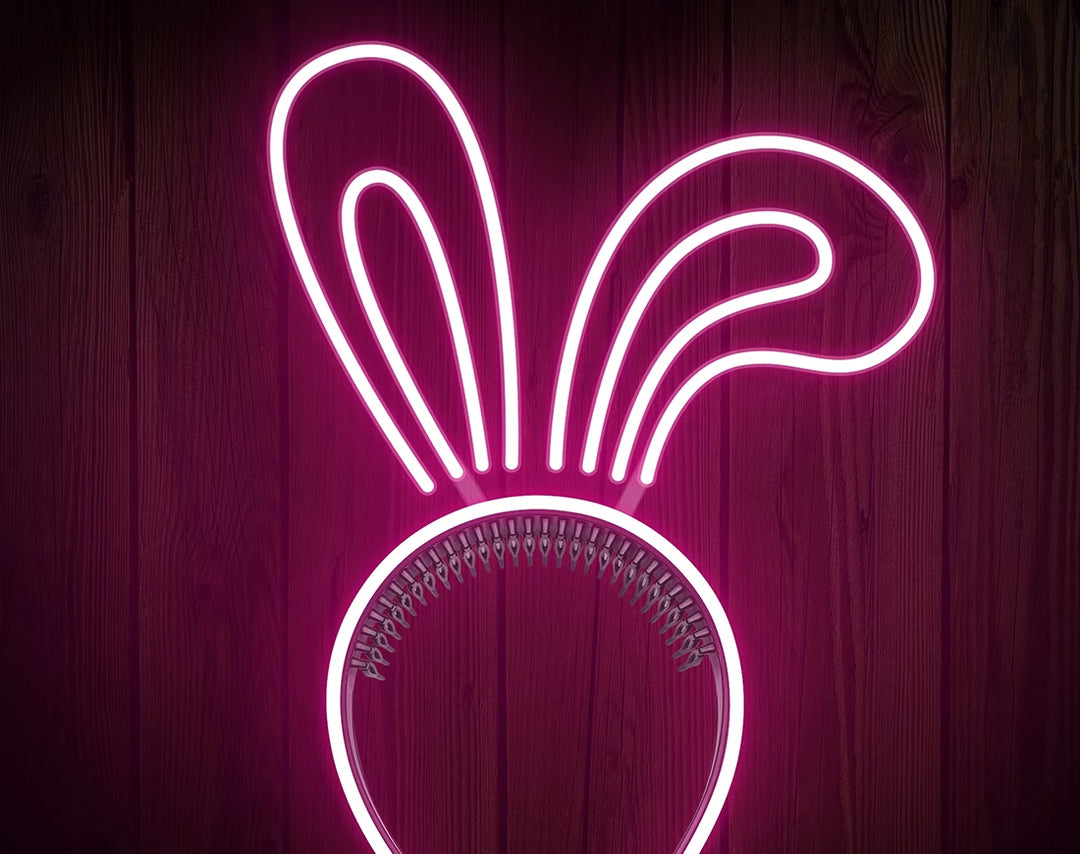 Rabbit Ears with Bowknot Cute Headband Easter Neon Sign by manhattanneons.com – A stylish bunny ear headband neon sign.