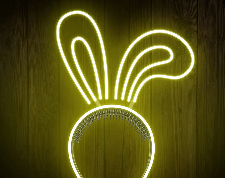 Rabbit Ears with Bowknot Cute Headband Easter Neon Sign by manhattanneons.com – A stylish bunny ear headband neon sign.