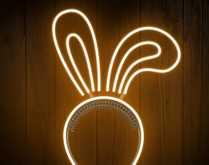 Rabbit Ears with Bowknot Cute Headband Easter Neon Sign by manhattanneons.com – A stylish bunny ear headband neon sign.