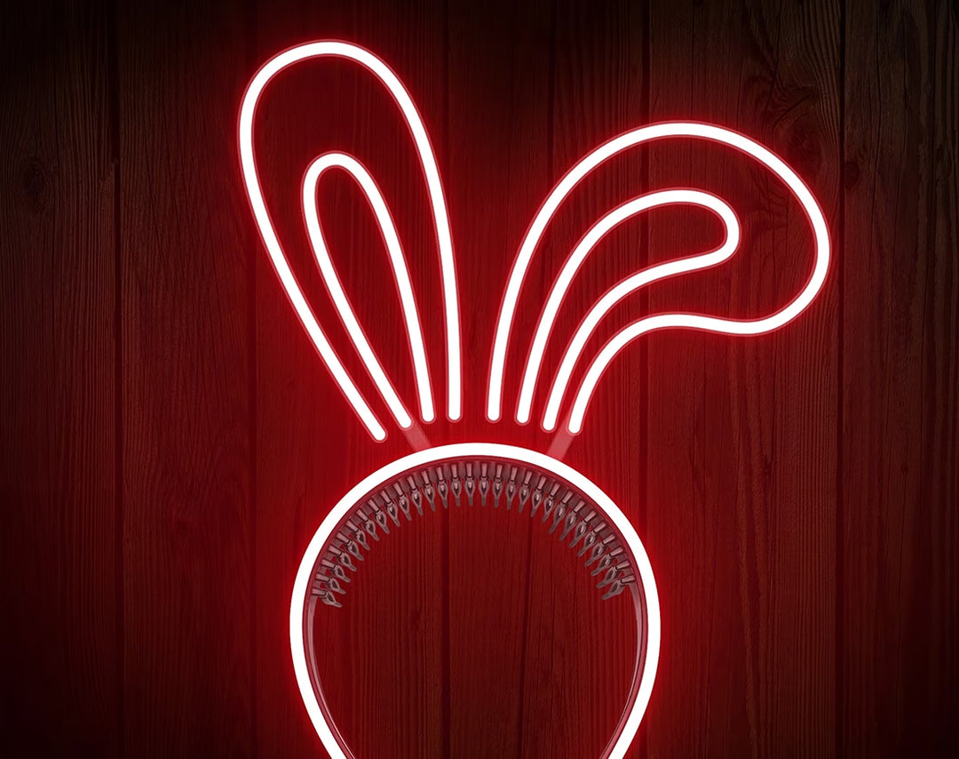 Rabbit Ears with Bowknot Cute Headband Easter Neon Sign by manhattanneons.com – A stylish bunny ear headband neon sign.