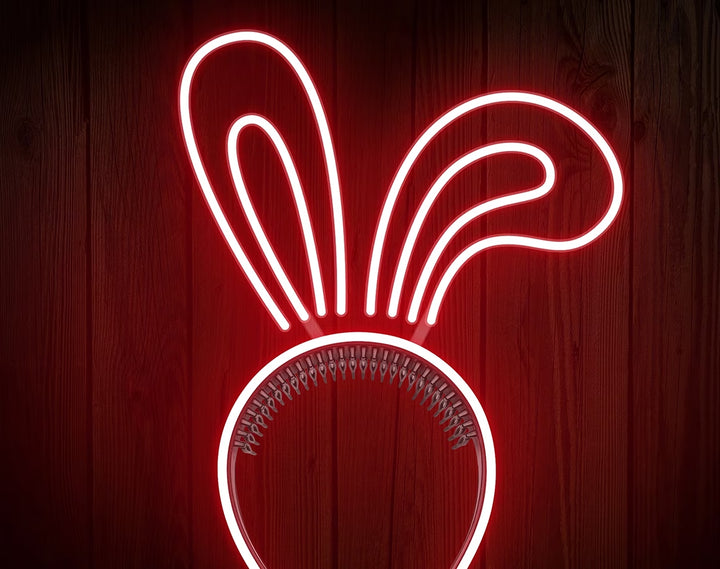 Rabbit Ears with Bowknot Cute Headband Easter Neon Sign by manhattanneons.com – A stylish bunny ear headband neon sign.