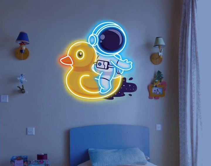 Riding Duck LED Neon Sign by manhattanneons.com - Whimsical space journey in neon.