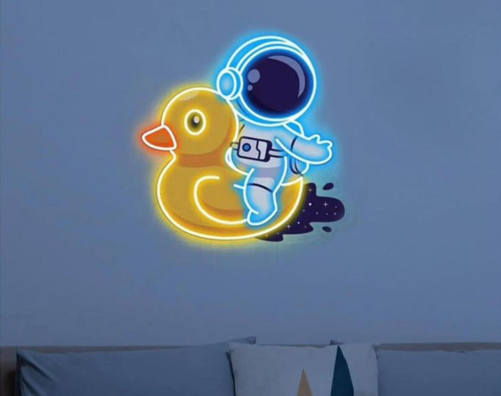 Riding Duck LED Neon Sign by manhattanneons.com - Whimsical space journey in neon.