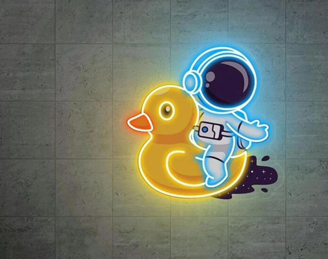 Riding Duck LED Neon Sign by manhattanneons.com - Whimsical space journey in neon.