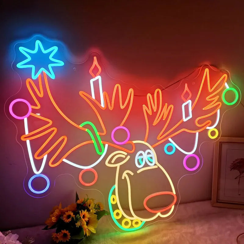Rudolph the Red-Nosed Reindeer Neon Sign by manhattanneons.com - Light up your holidays with this festive Rudolph the Red-Nosed Reindeer neon sign.