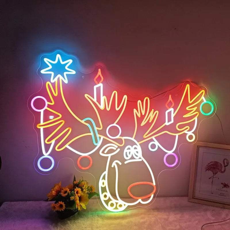 Rudolph the Red-Nosed Reindeer Neon Sign by manhattanneons.com - Light up your holidays with this festive Rudolph the Red-Nosed Reindeer neon sign.