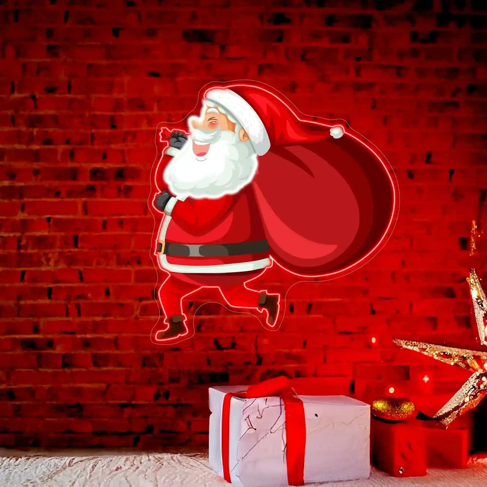 Santa with Christmas Gifts Neon UV Artwork ManhattanNeons