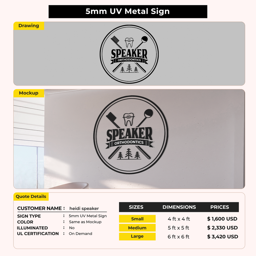 5MM UV Metal Sign for heidi speaker