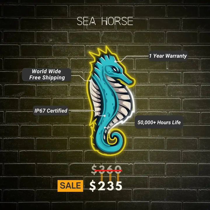 Seahorse UV Neon Light Decor - Illuminating Art - Vibrant Home Decor - from manhattonneons.com.