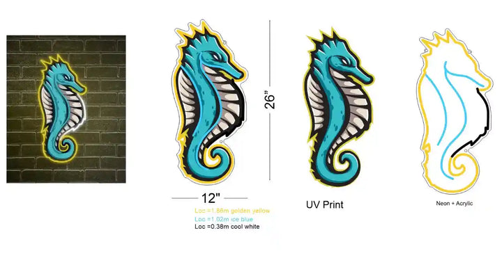 Seahorse UV Neon Light Decor - Illuminating Art - Vibrant Home Decor - from manhattonneons.com.