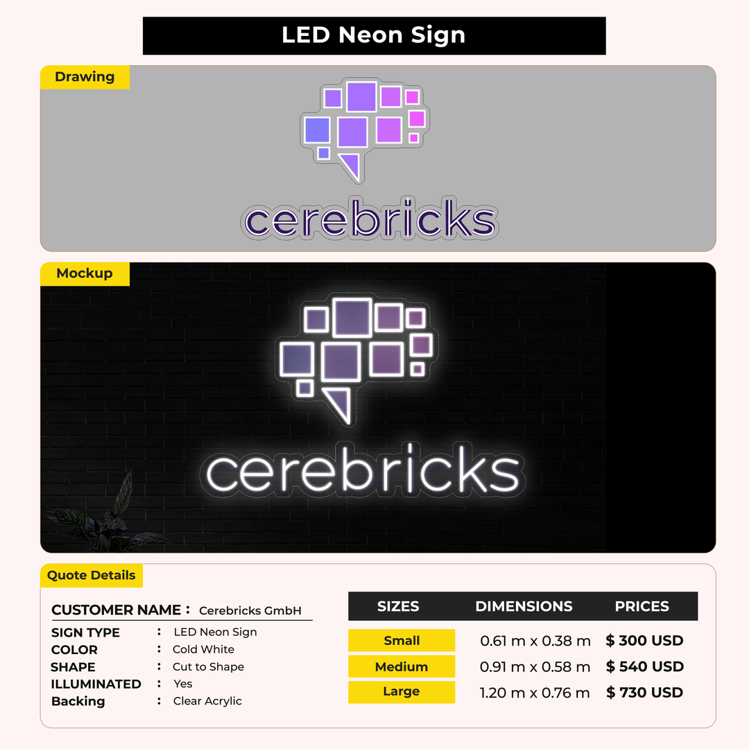 LED Neon Sign For cerebricks GmbH