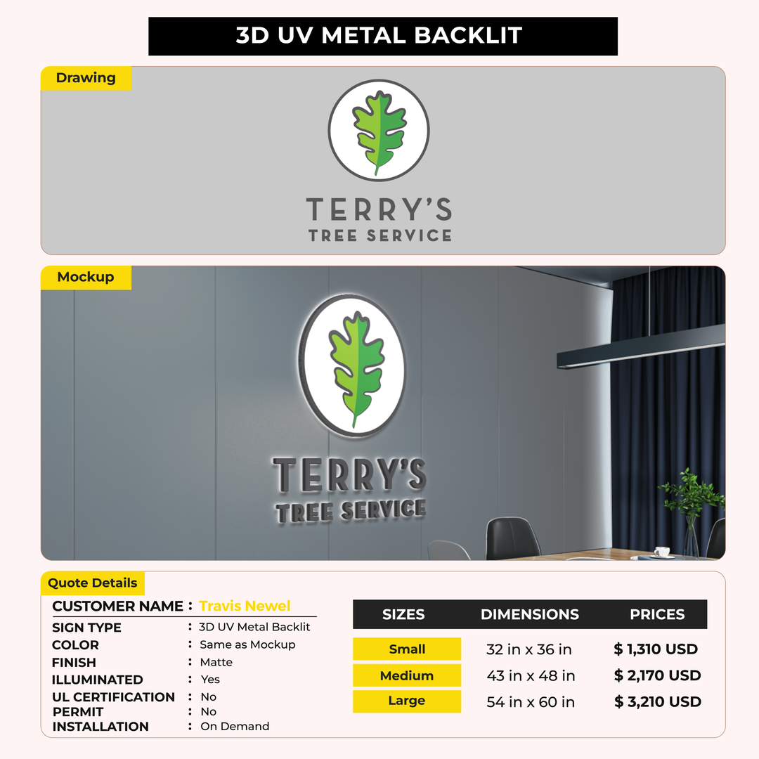 3d metal backlit for Travis Newel