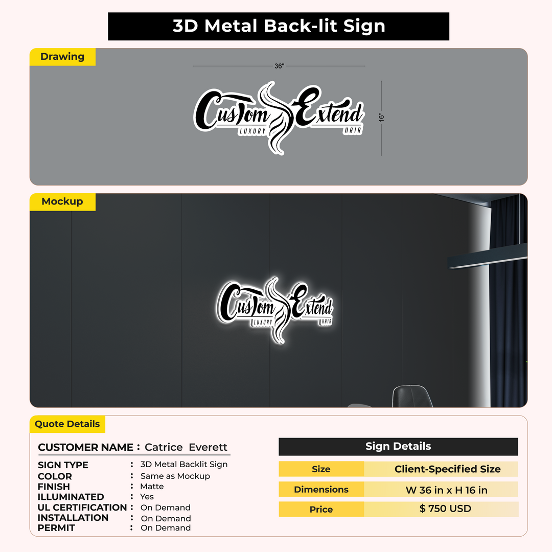 3D Metal Back-lit Sign for Catrice  Everett