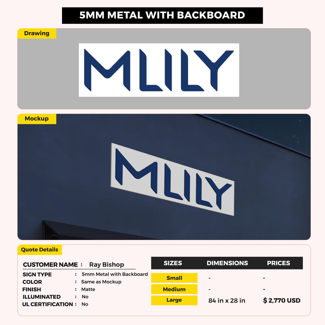 5mm Metal Sign with Backboard for Ray Bishop