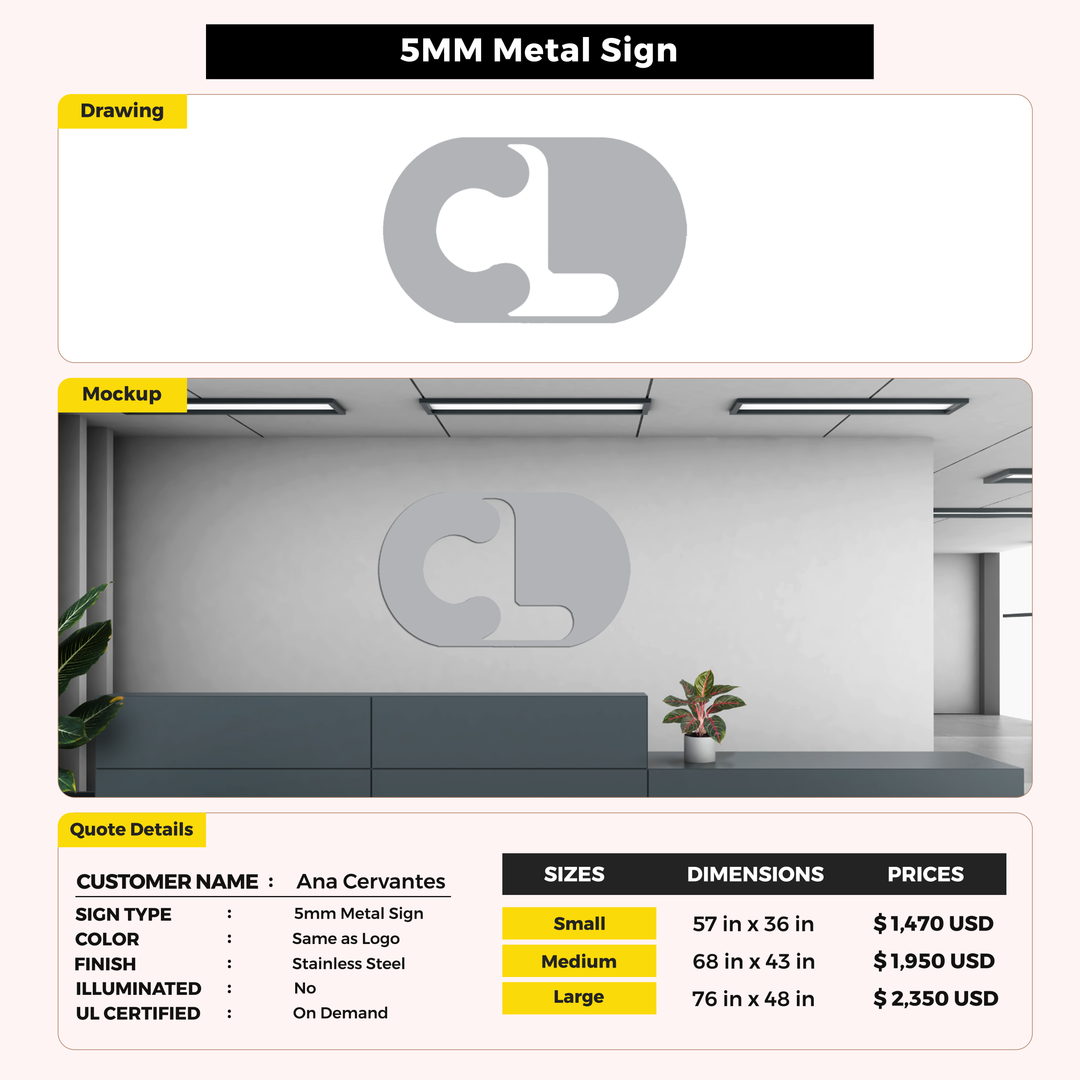 5mm metal sign for Ana Cervantes