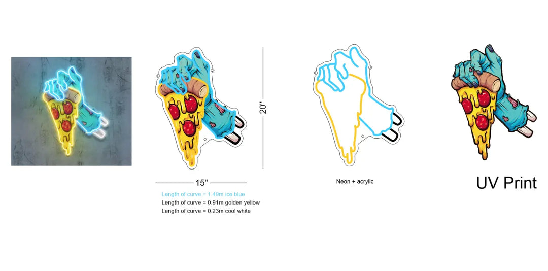 Skull Hand Pizza UV Light | Neon Artwork & Easy Installation ManhattanNeons