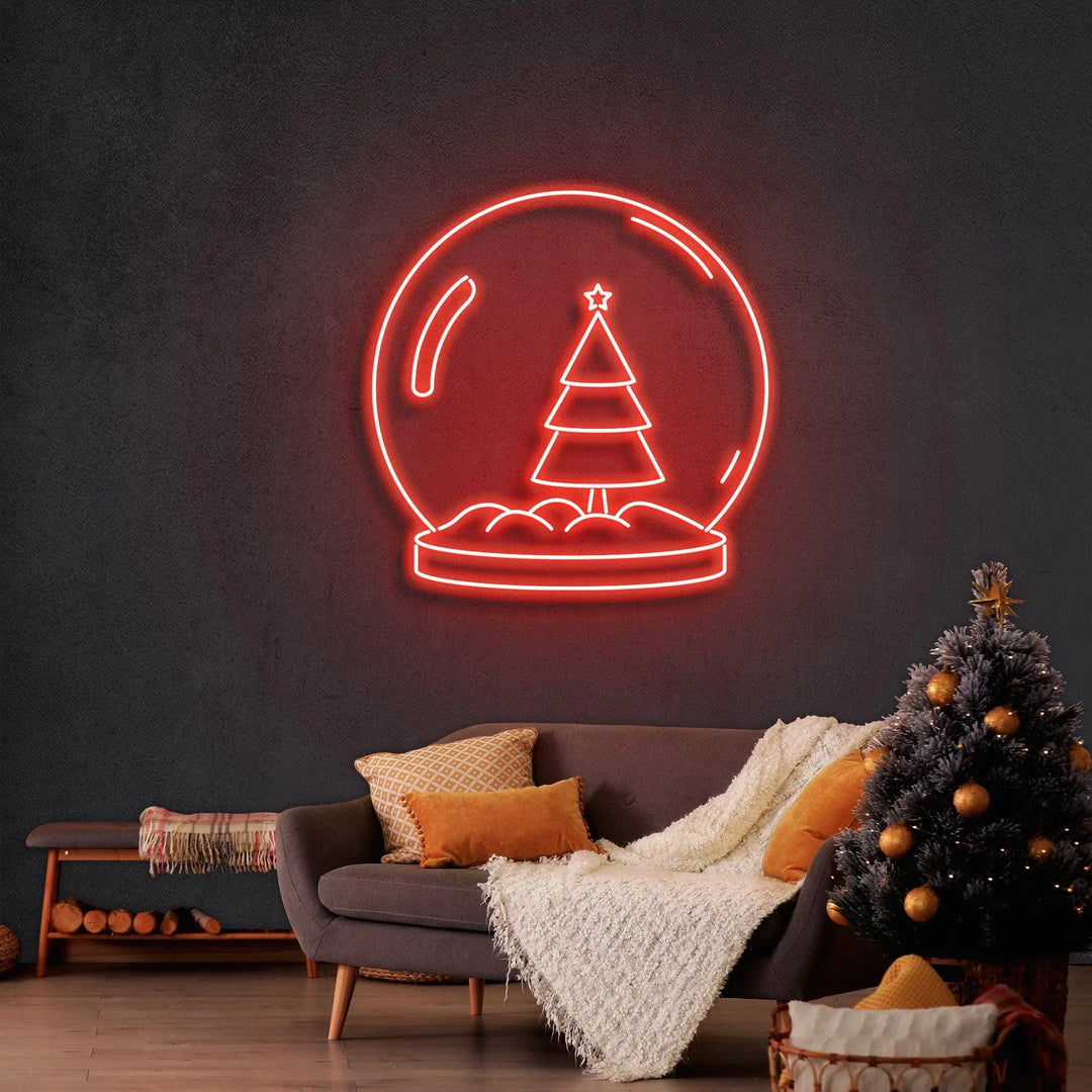 Snowglobe Merry Christmas Neon Sign by manhattanneons.com - Celebrate the season with this festive snowglobe neon sign.