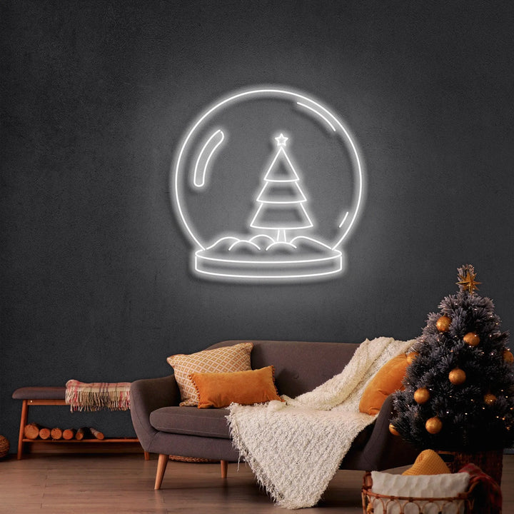 Snowglobe Merry Christmas Neon Sign by manhattanneons.com - Celebrate the season with this festive snowglobe neon sign.