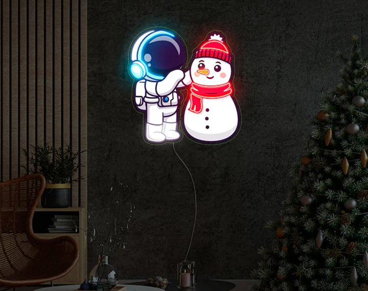 Snowman with LED Neon Sign by manhattanneons.com - Festive winter glow.
