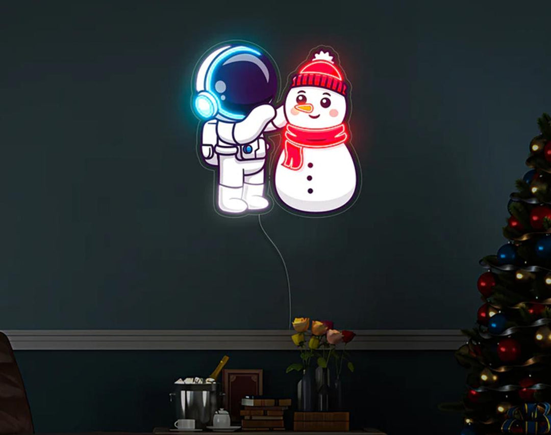 Snowman with LED Neon Sign by manhattanneons.com - Festive winter glow.