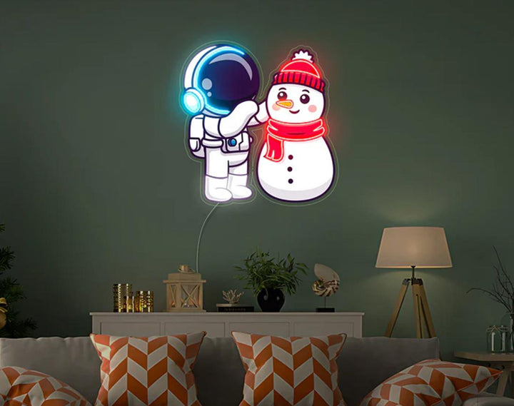 Snowman with LED Neon Sign by manhattanneons.com - Festive winter glow.