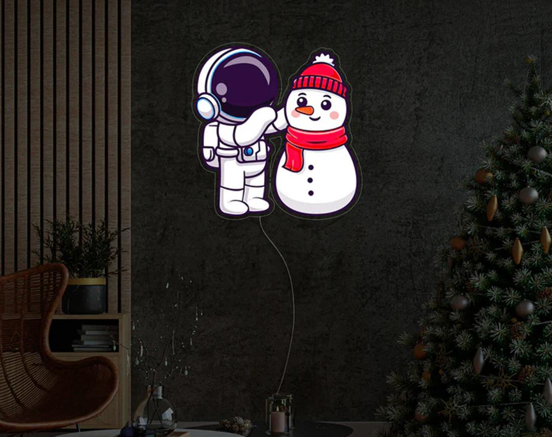 Snowman with LED Neon Sign by manhattanneons.com - Festive winter glow.