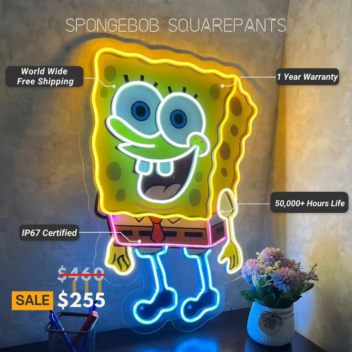 SpongeBob SquarePants UV x Neon Artwork: Nautical Delight - Vibrant underwater colors, whimsical design - from manhattonneons.com.