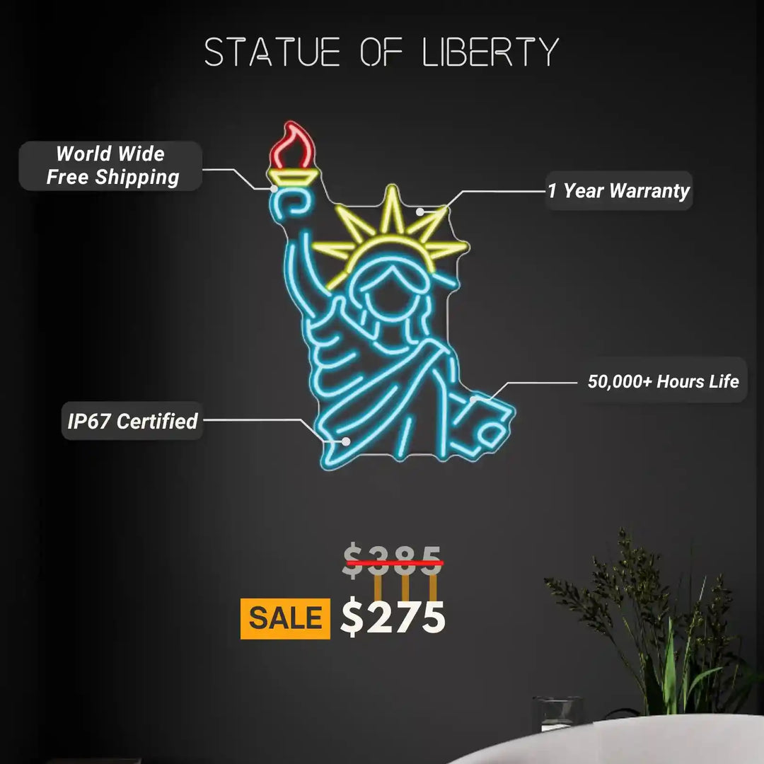 Statue of Liberty Neon Sign | Iconic American Glow - from manhattonneons.com.