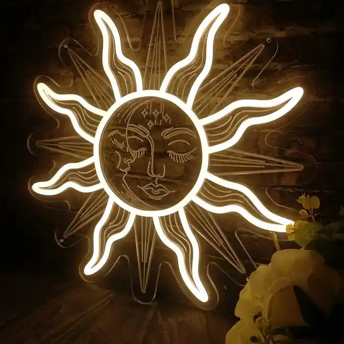 Sun Face Neon Sign - brighten your space with this vibrant neon - from manhattonneons.com.