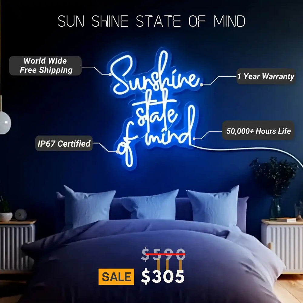 Sun-Shine-State-Of-Mind Trendy Neon Sign, radiating positivity and charm - from manhattonneons.com.