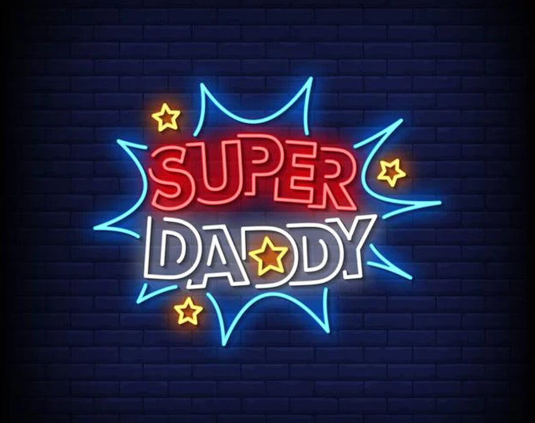 Super Daddy Neon Sign by manhattanneons.com - A fun and vibrant LED Neon Sign for Father's Day.