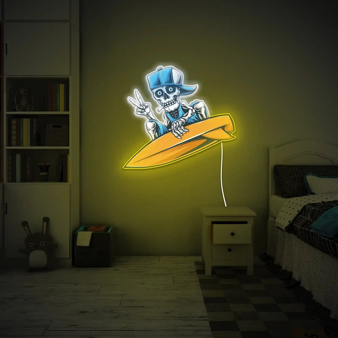 Surfer Skull UV Light | Dazzling Neon Art for Your Space - from manhattonneons.com.