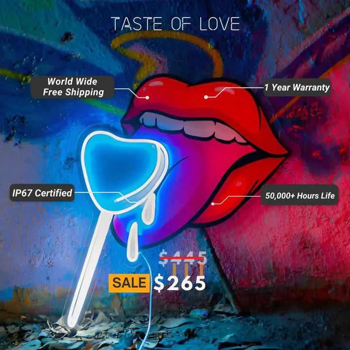 TASTE OF LOVE UV ART LED NEON SIGN, bringing passion to life in brilliant illumination - ManhattanNeons.