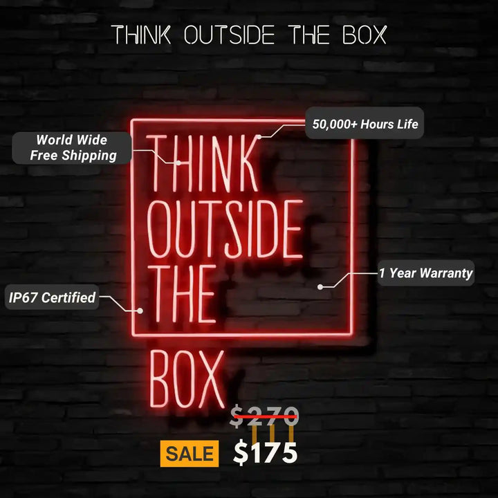 Think Outside the Box Neon Sign - Unique Neon Creations - from manhattonneons.com.